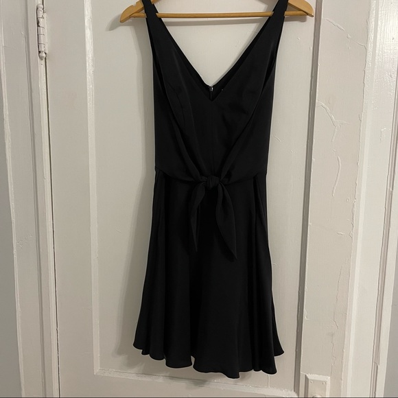 NWT Amanda Uprichard Black Tie Front Silk Dress Size L - Picture 1 of 5